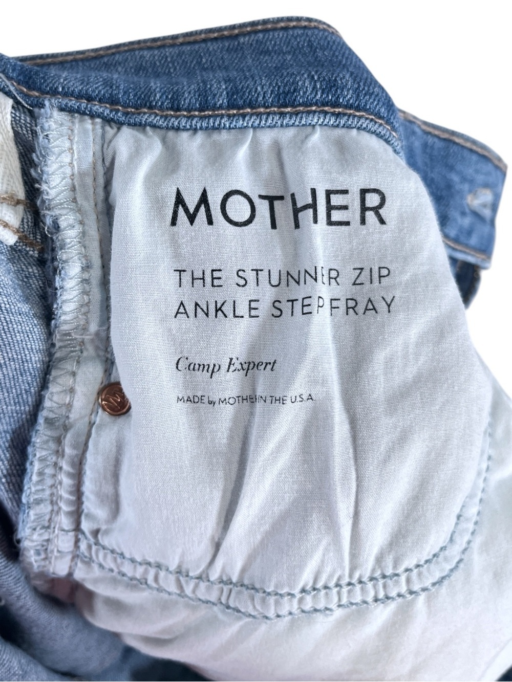 Mother Denim The Stunner Zip Ankle Step Fray size 27 in Camp Expert Wash - Picture 8 of 12